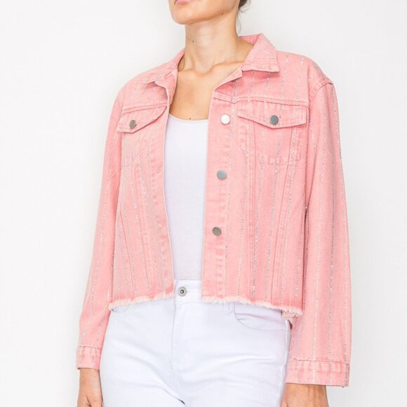 new ORIGMAI embellished jean denim jacket (4-colors) SM-2X classic rhinestones - Picture 12 of 16